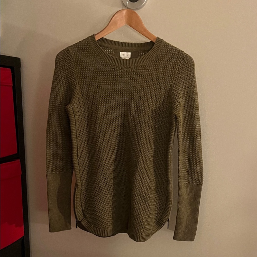 Green Knit Crewneck Sweater